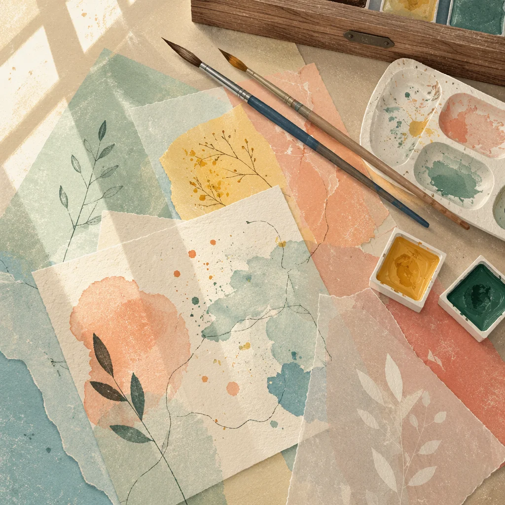 Layered Translucent Paper Art Workspace
