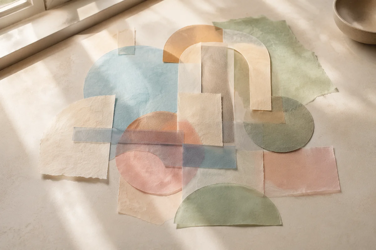 Layered Translucent Paper Abstract Still Life