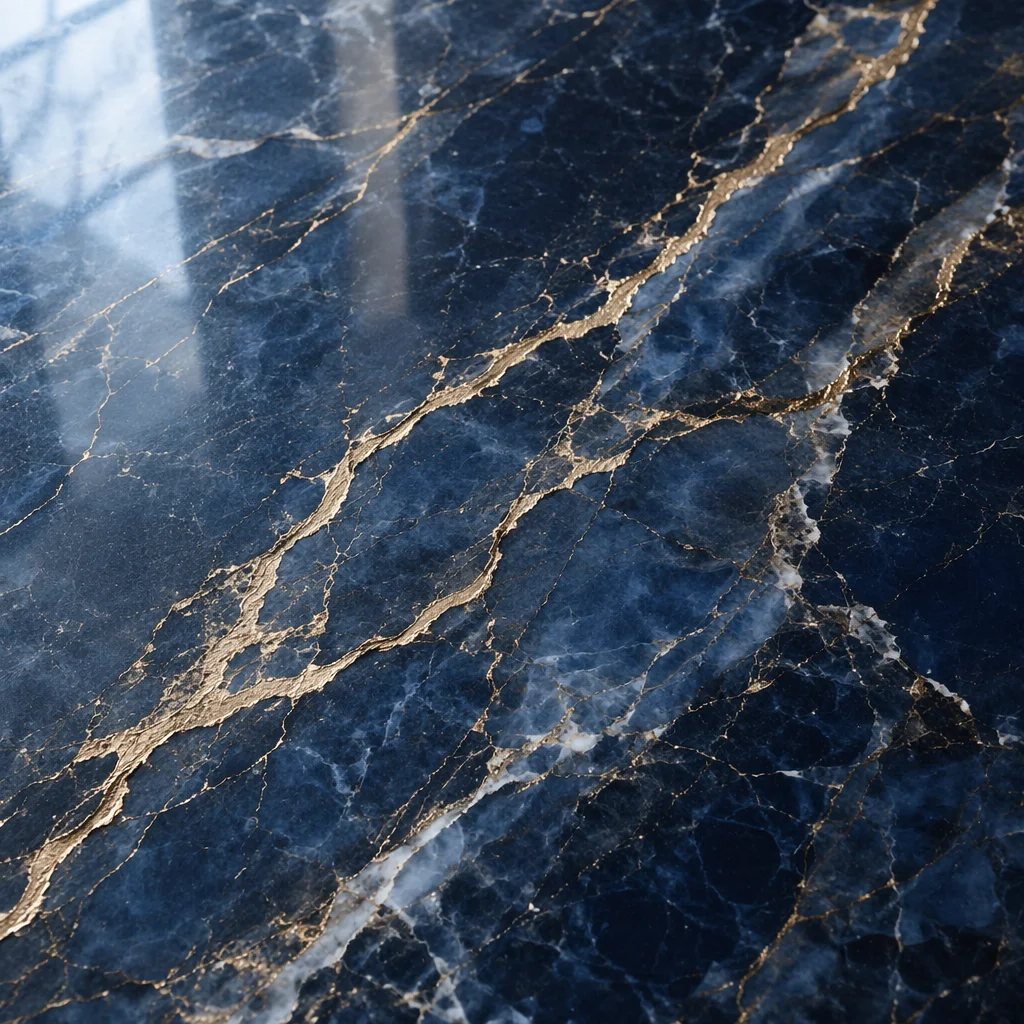 Elegant Blue Marble with Gold Veins