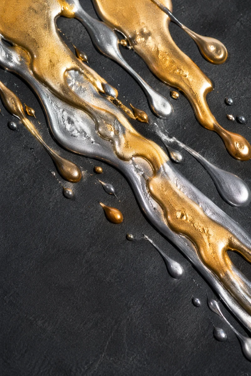 Luxurious Gold and Silver Paint Drips