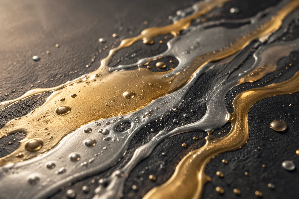 Luxurious Gold and Silver Paint Drips