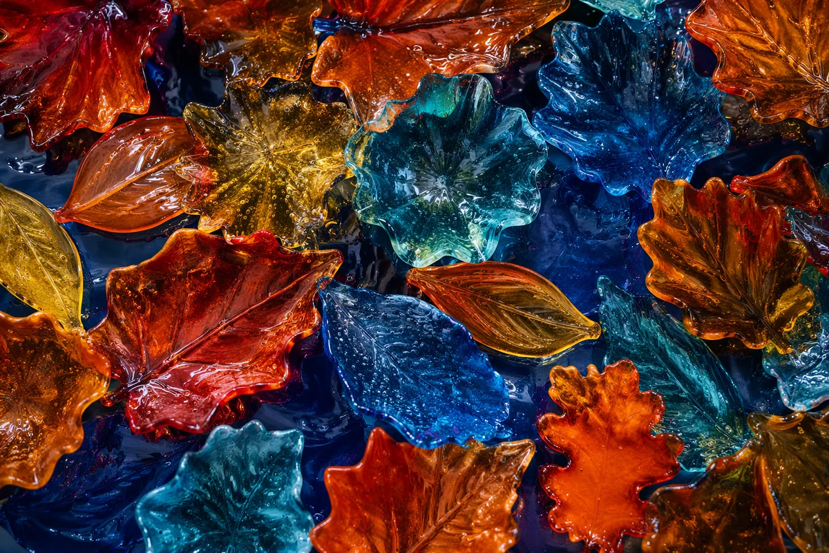 Molten Glass Autumn Leaf Abstract Overhead