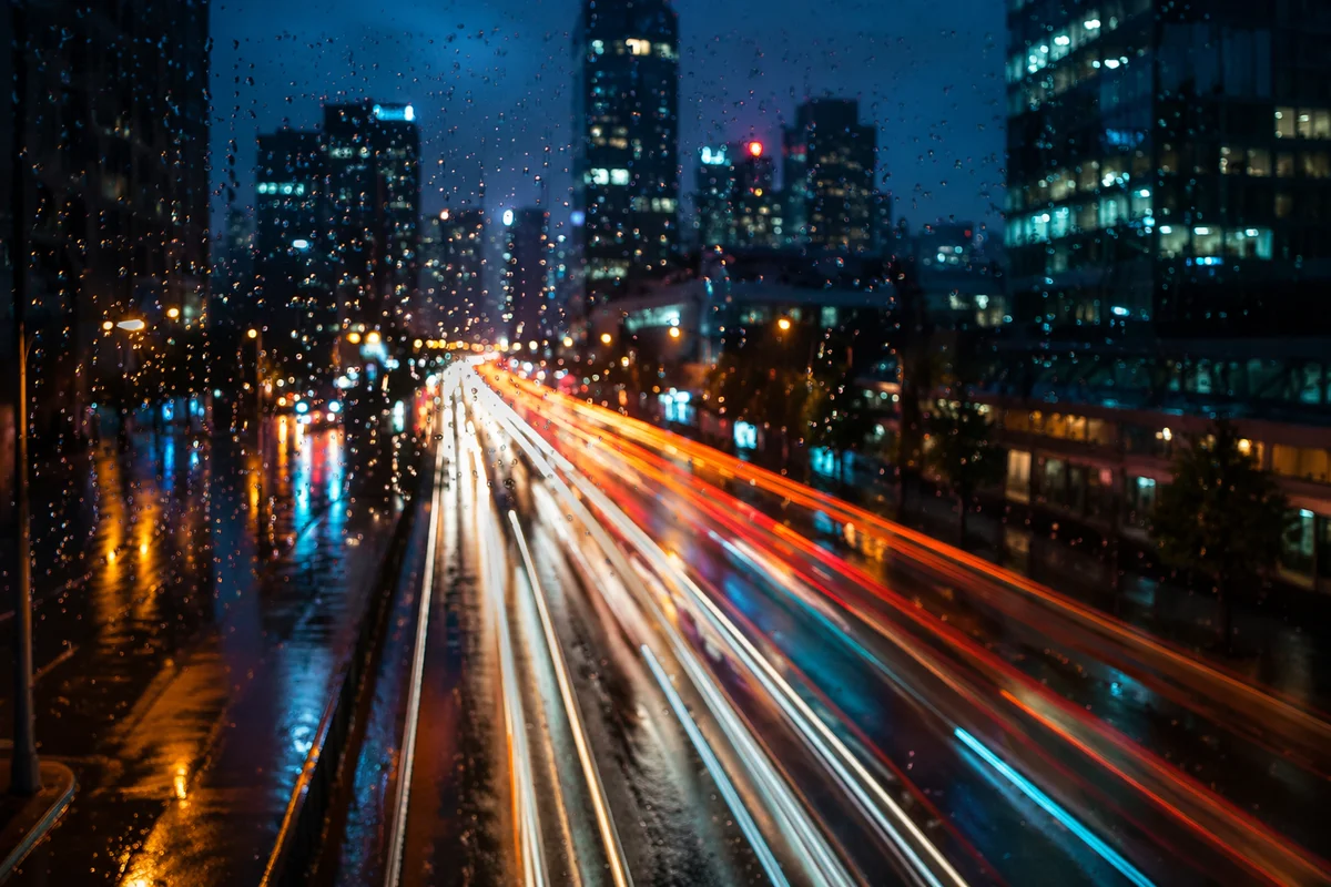 Abstract Blue Hour City Light Trails