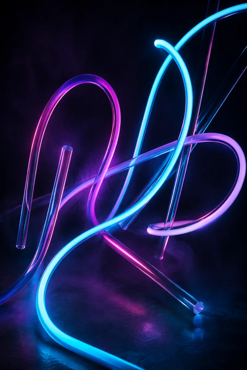 Neon Glow Ribbons on Charcoal Background