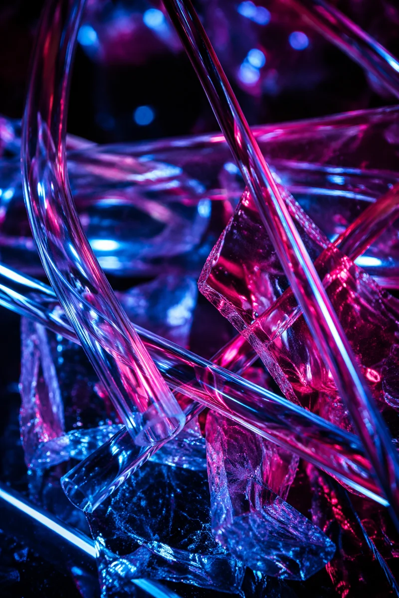 Neon Glass Tubes on Dark Background