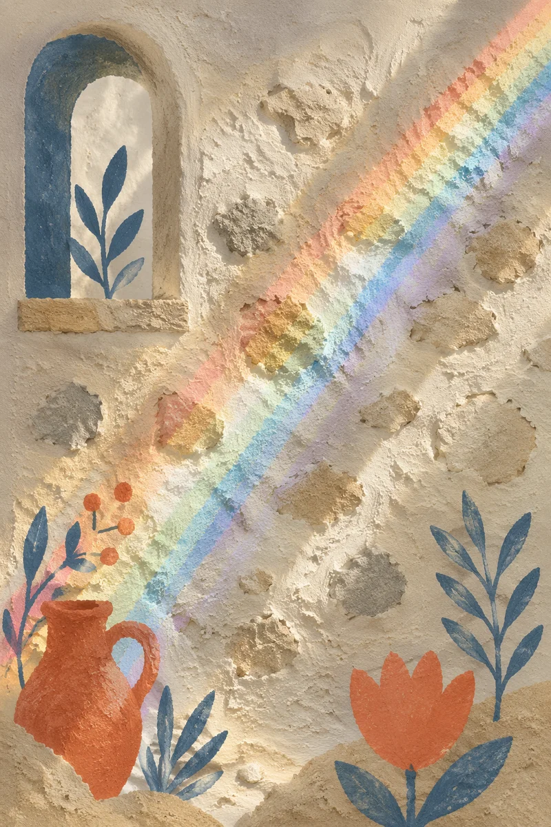 Prism Rainbow Light on Textured White Wall