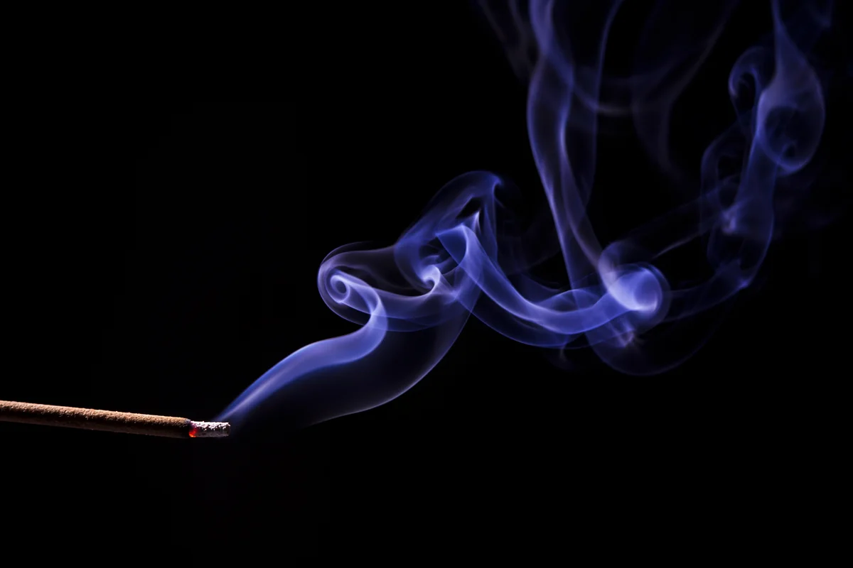Purple Blue Smoke Wisps on Black