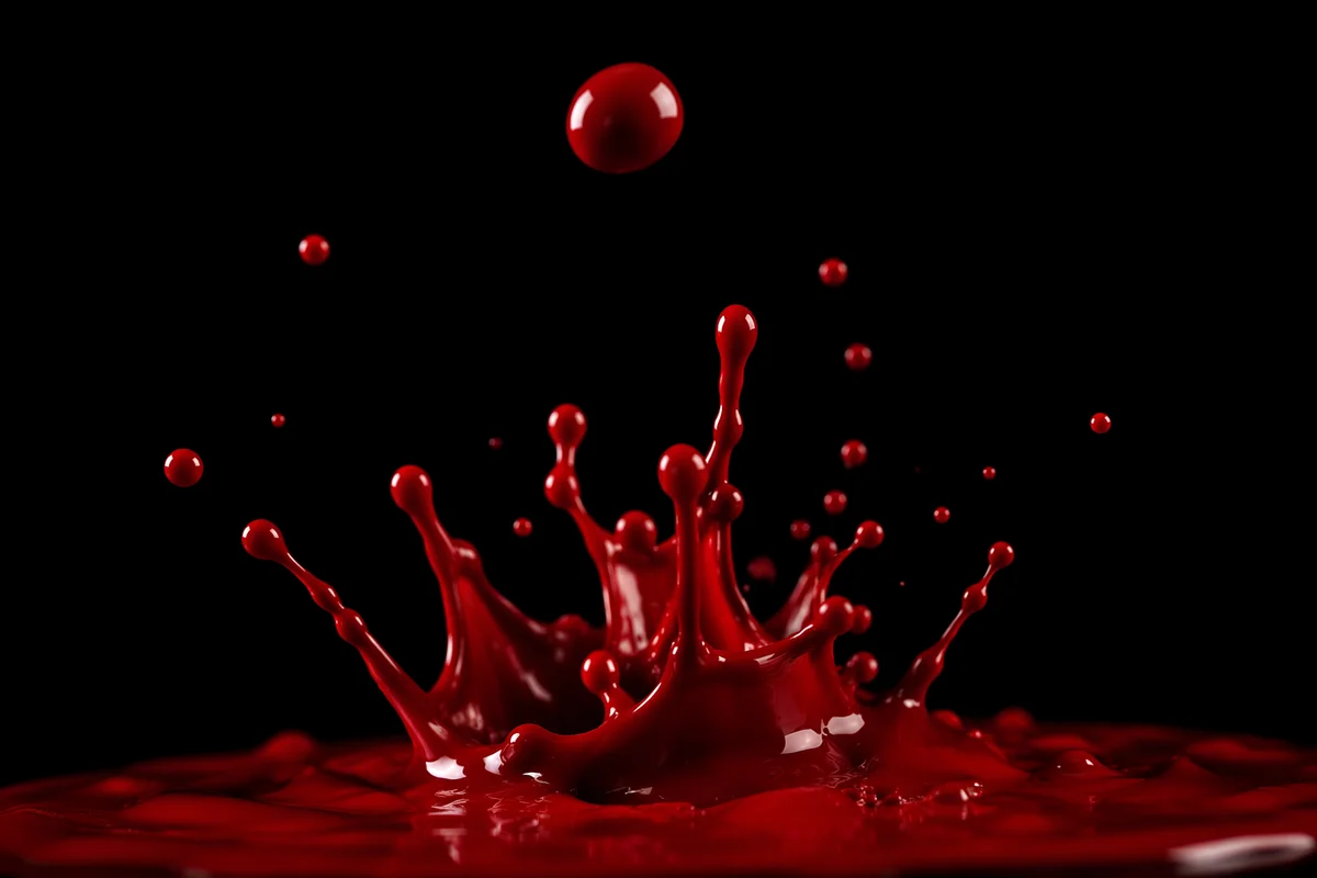 Crimson Paint Splash on Black Background