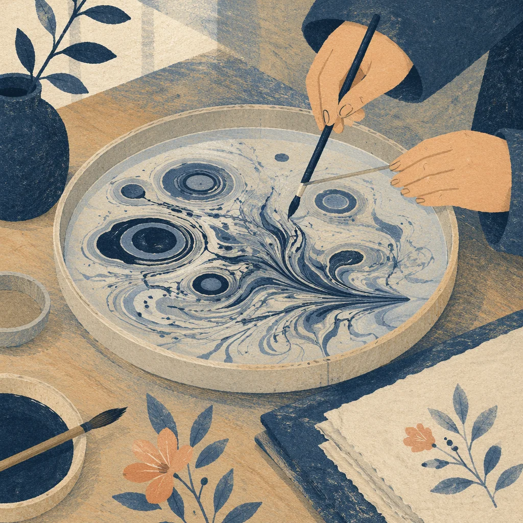 Suminagashi Marbling Art with Ink Rings