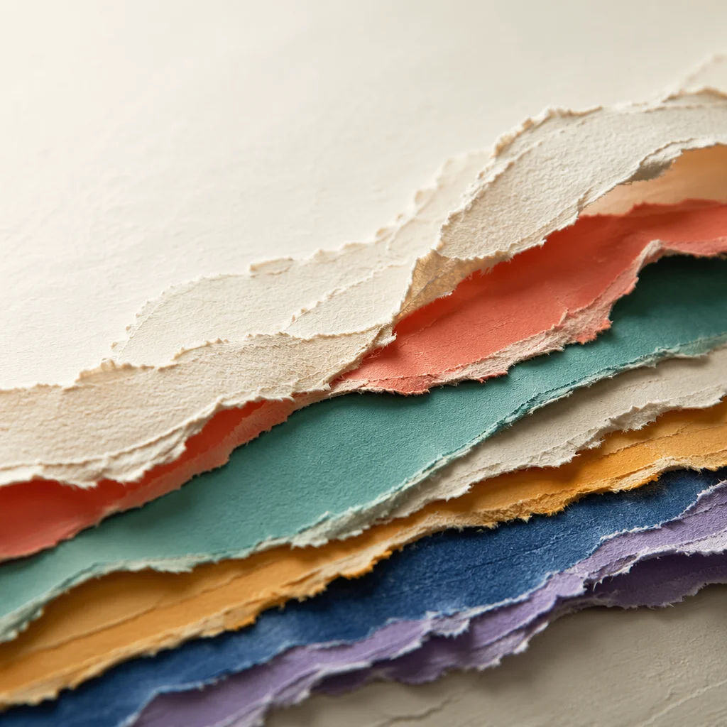 Photorealistic Torn Paper Color Layers Abstract