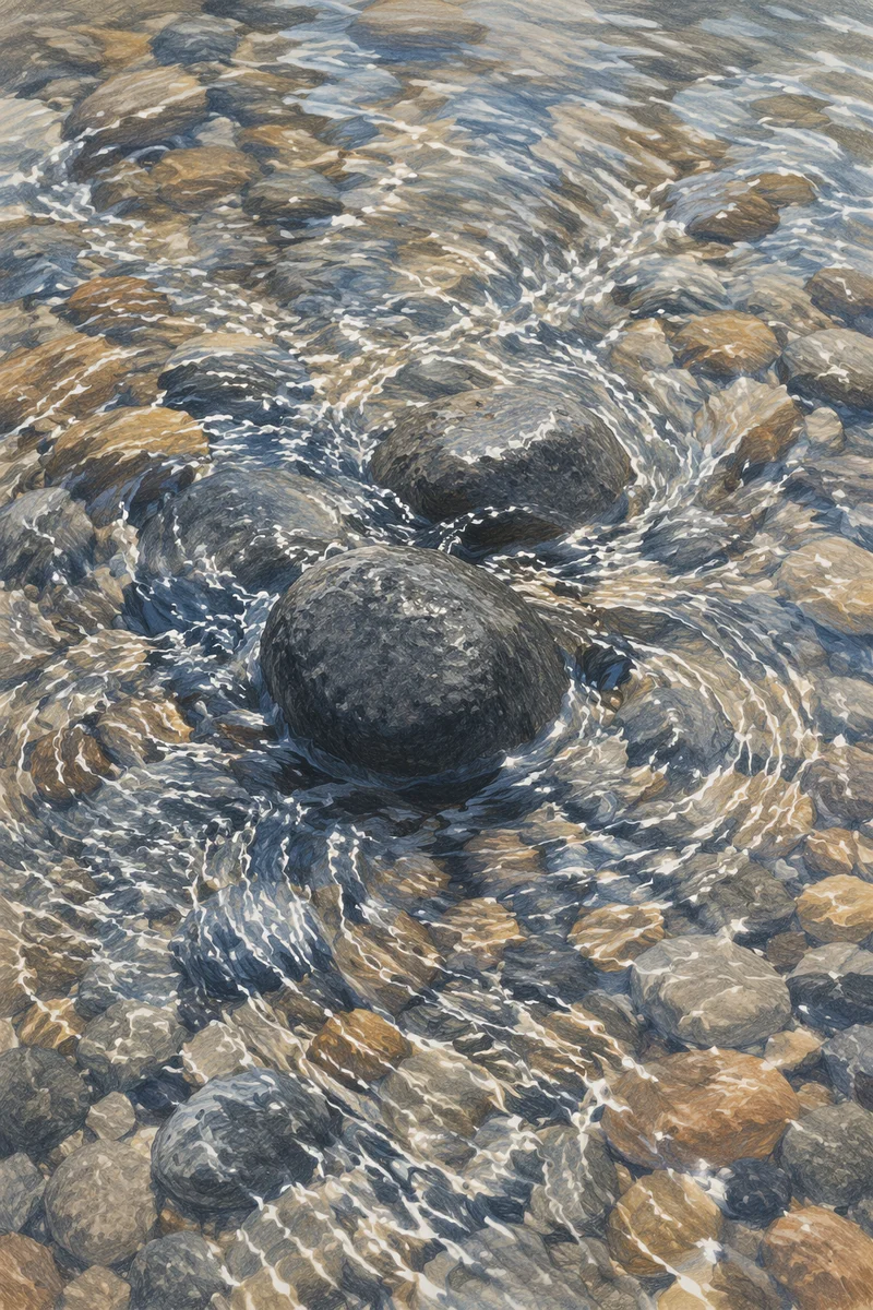 Abstract Ripple Patterns Over Stream Stones