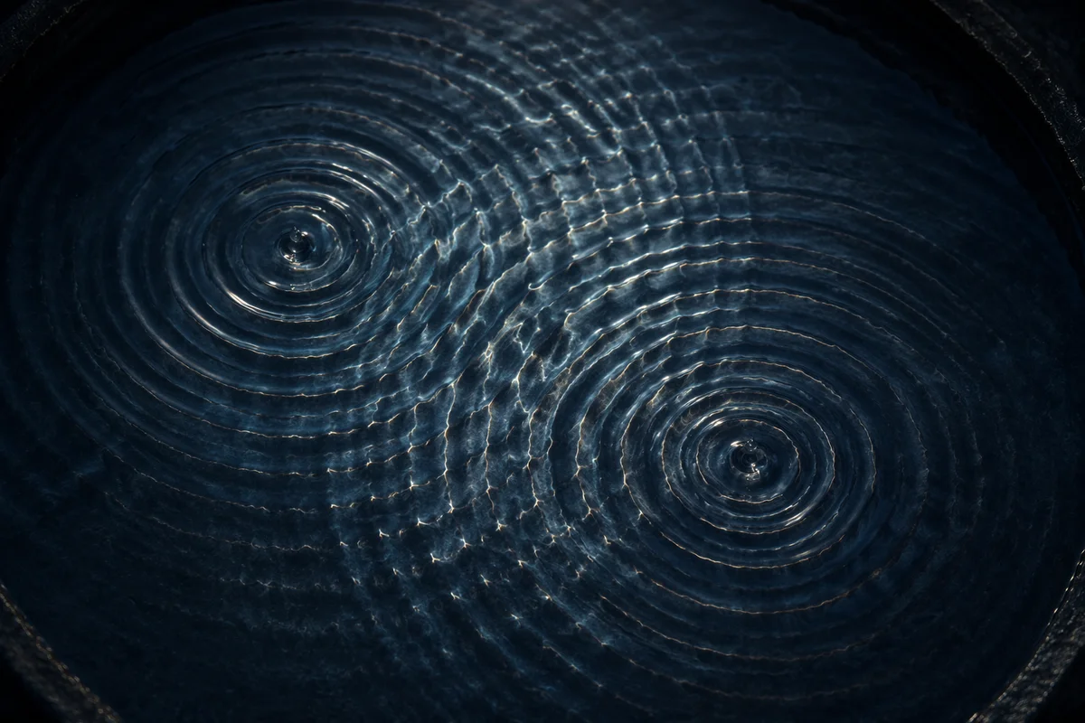 Calm Wave Interference on Dark Water