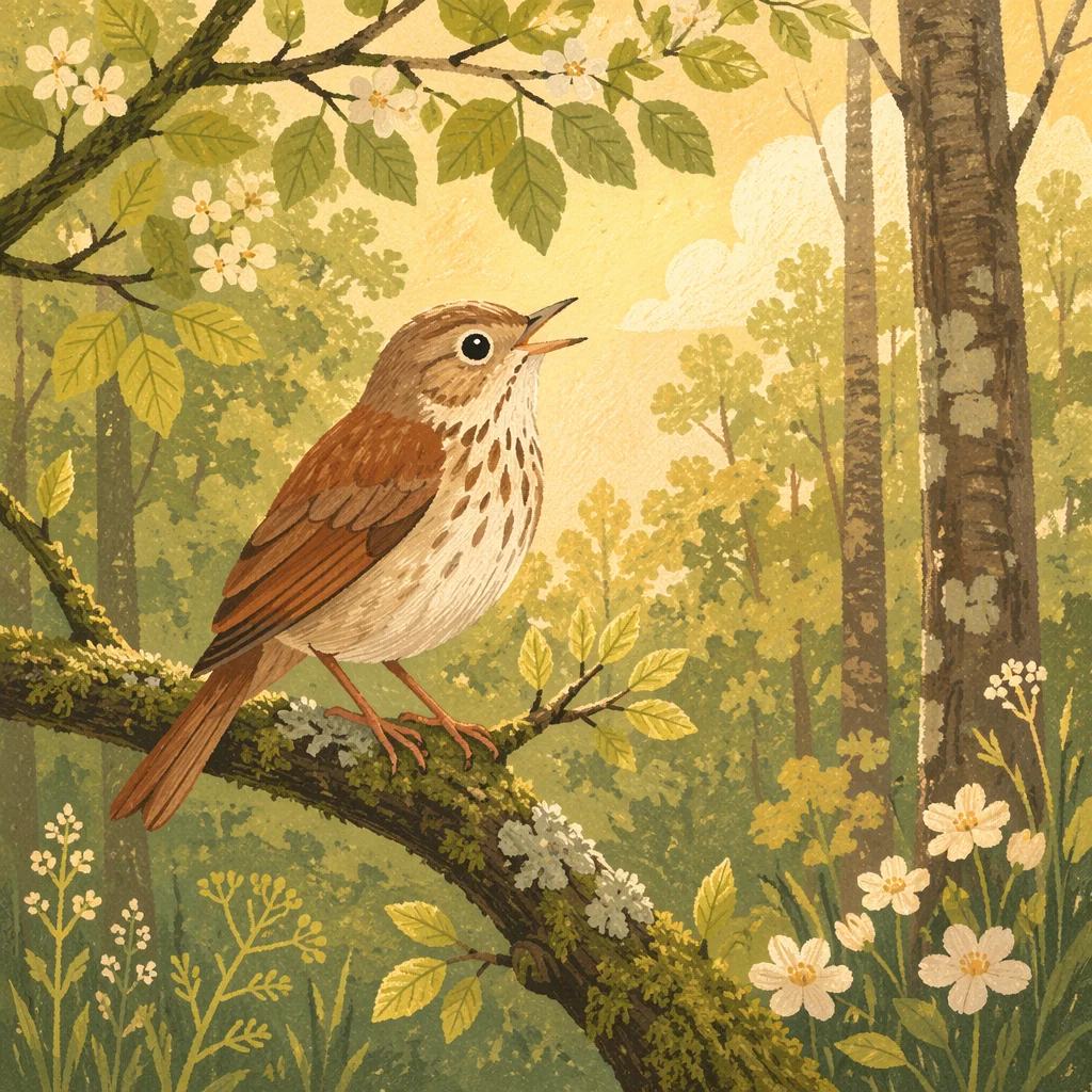 Singing Songbird on Mossy Spring Branch