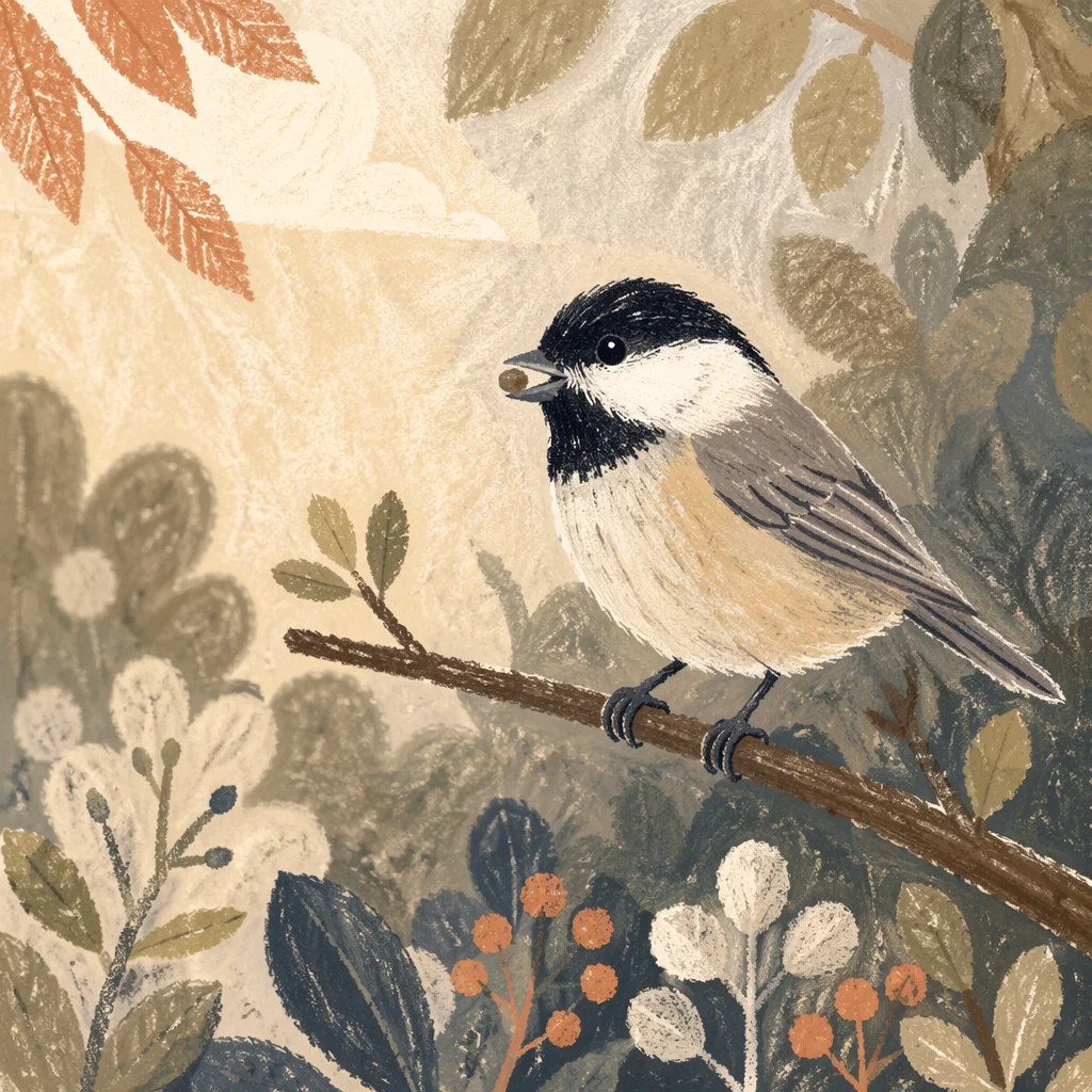 Small Songbird Perched with Seed