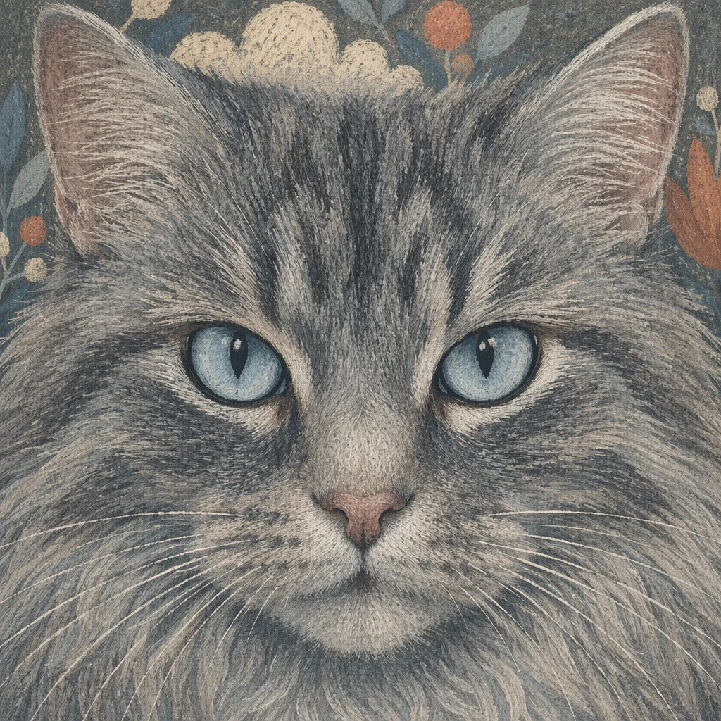Blue Eyed Gray Tabby Cat Portrait