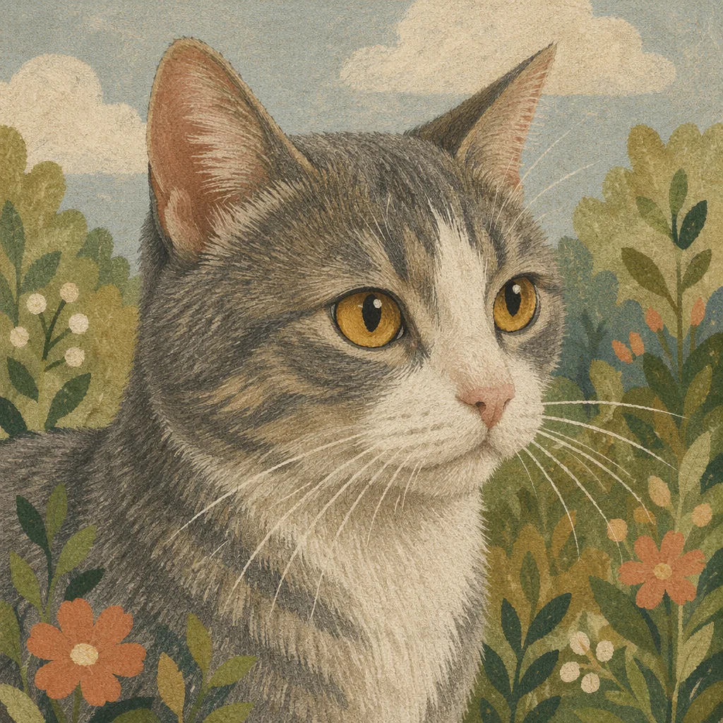 Calm Gray Cat with Amber Eyes