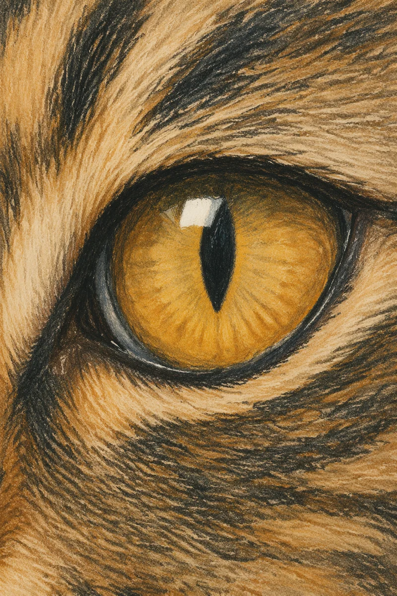 Golden Tabby Cat Eye Macro Portrait