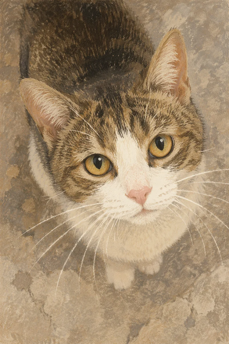 Close Up Tabby Cat With Hazel Eyes