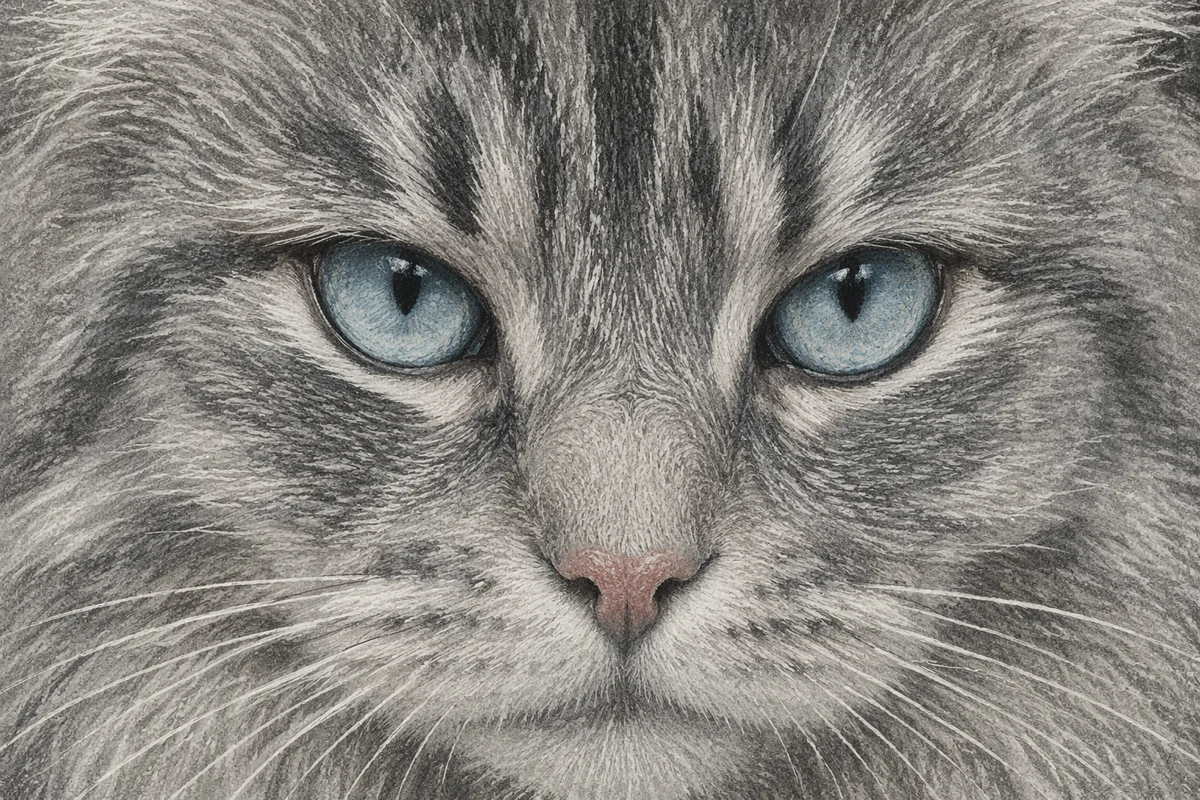 Blue Eyed Gray Tabby Close Up