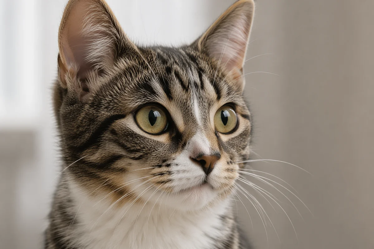 Close Up Tabby Cat with Green Eyes