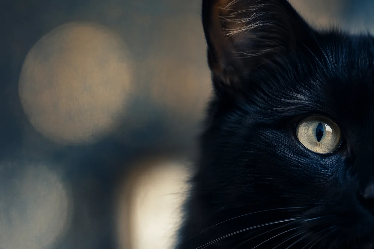Black Cat Eye Close Up Portrait