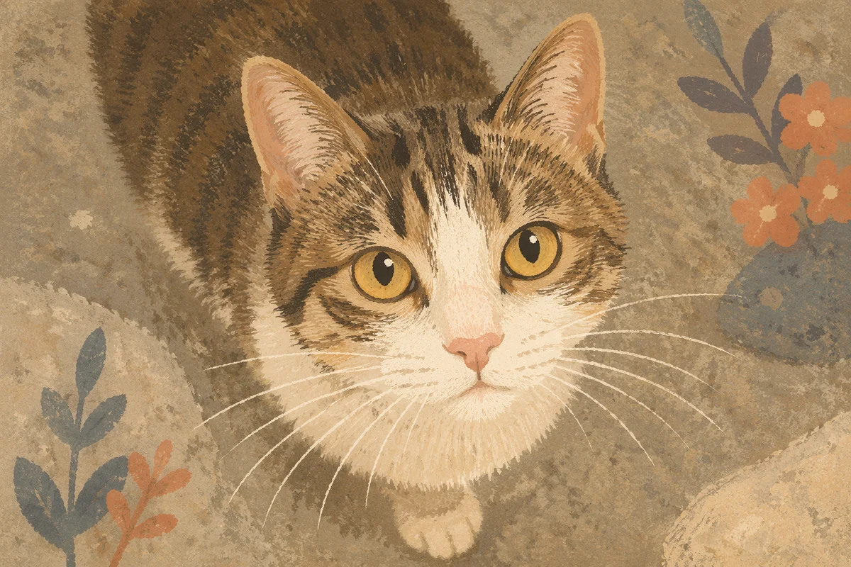 Close Up Tabby Cat With Hazel Eyes