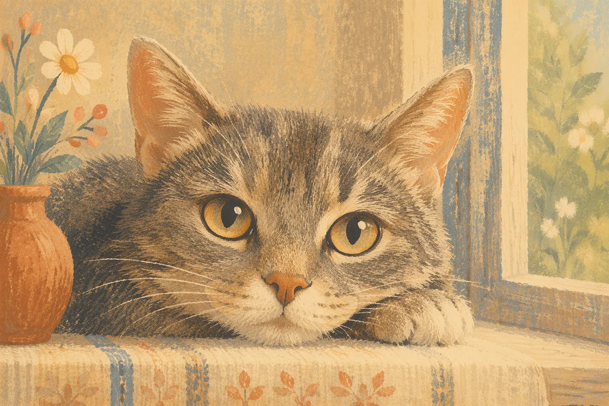 Calm Cat Eyes in Morning Window Light