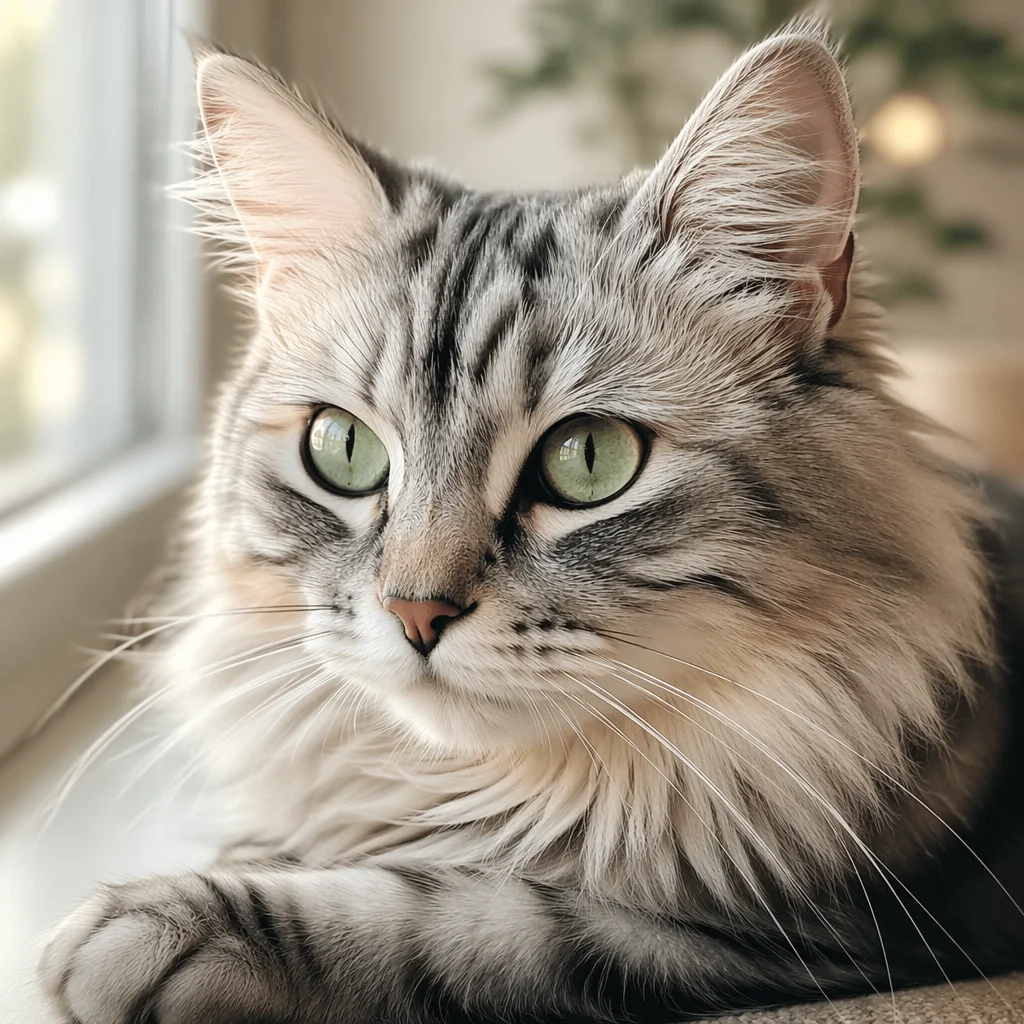 Silver Tabby Cat Close Up Portrait