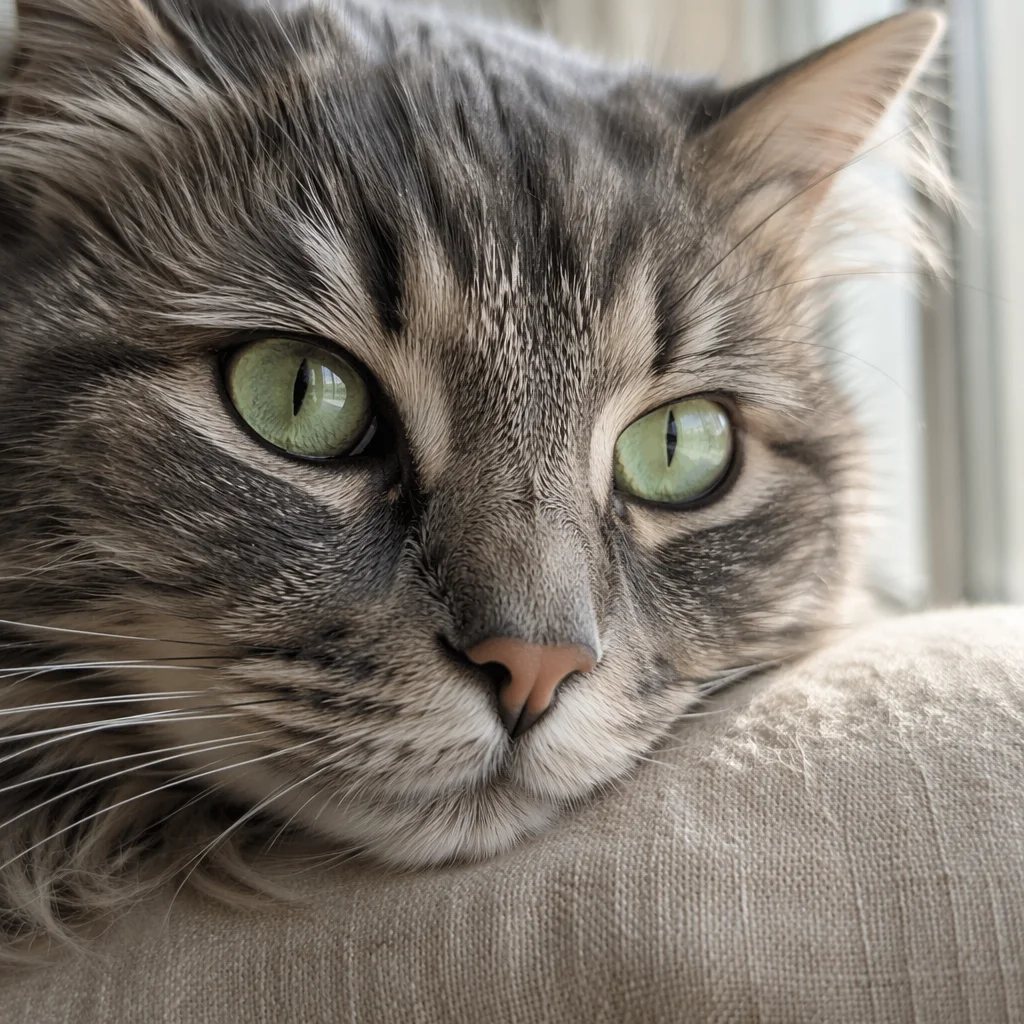 Close-Up Gray Tabby Cat Portrait