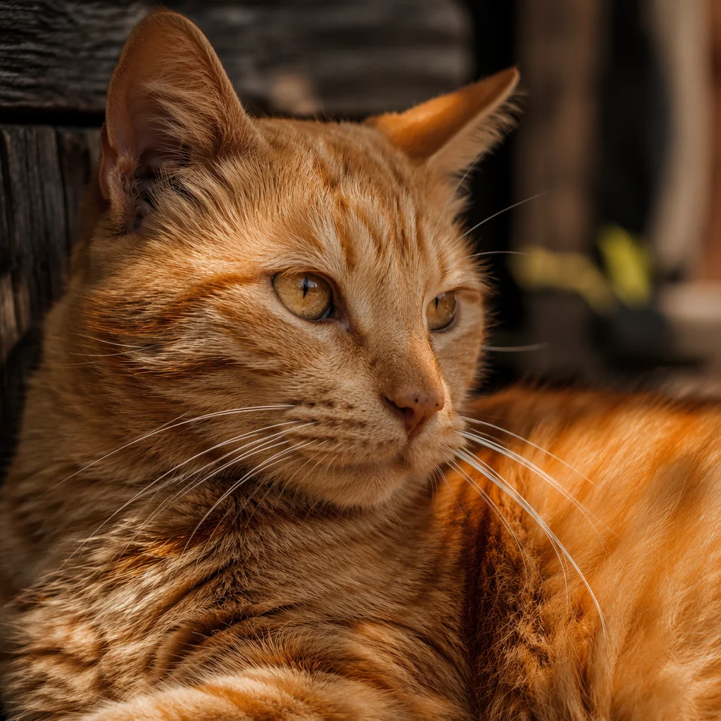 Calm Ginger Tabby Cat Close-Up Portrait