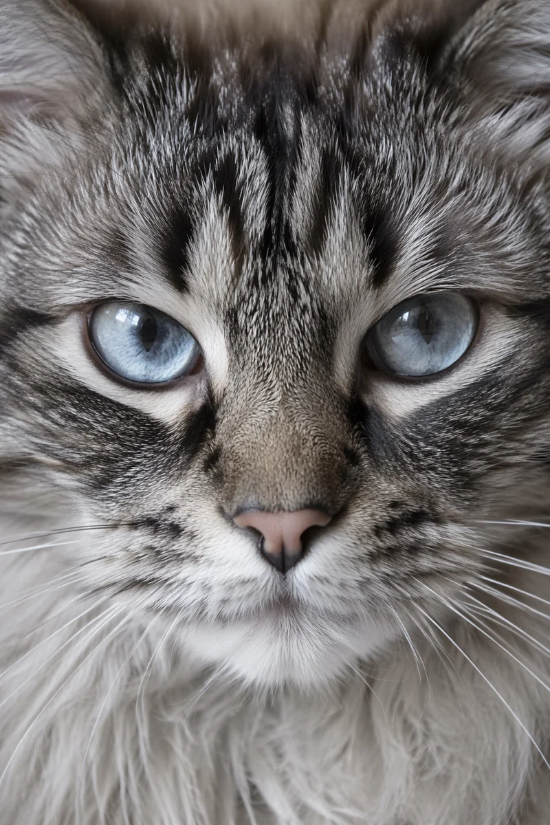 Blue Eyed Tabby Cat Close Up