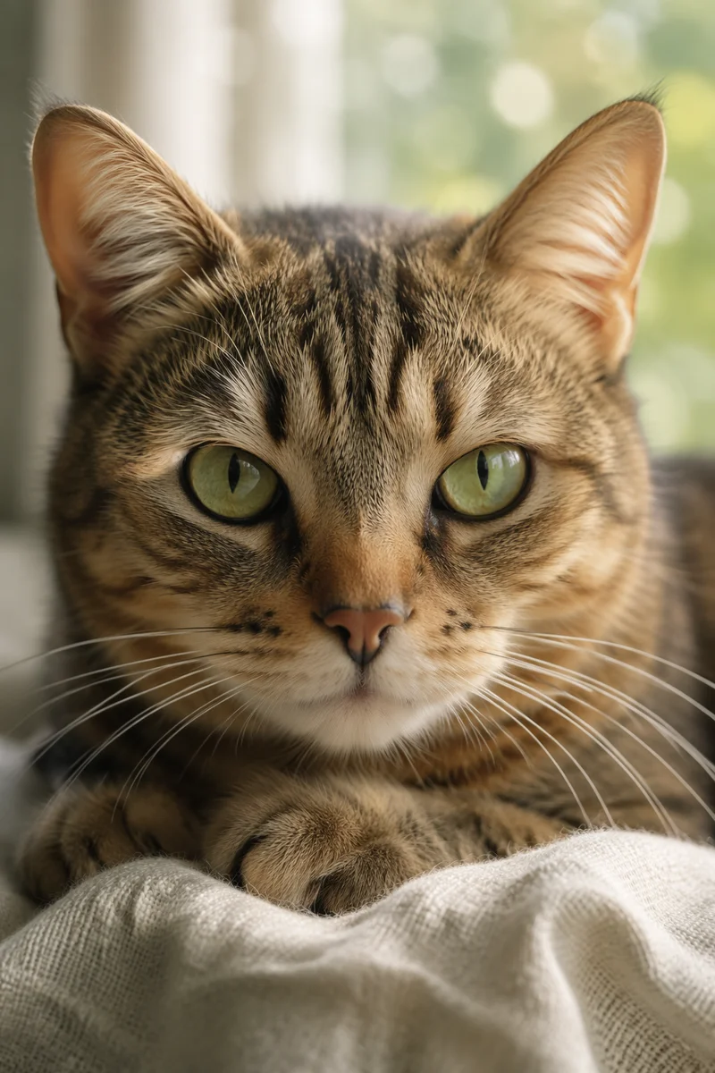 Calm Cat Eyes in Morning Window Light
