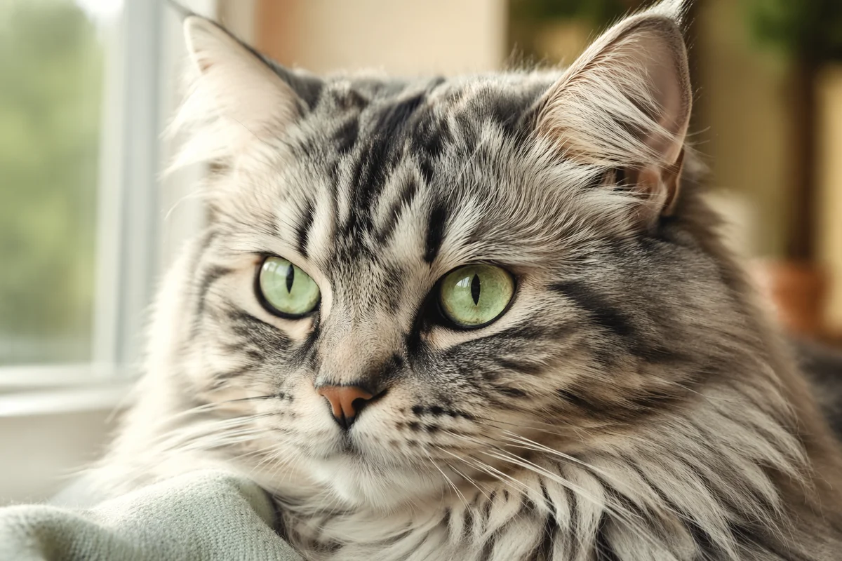 Close-Up Silver Tabby Cat Portrait