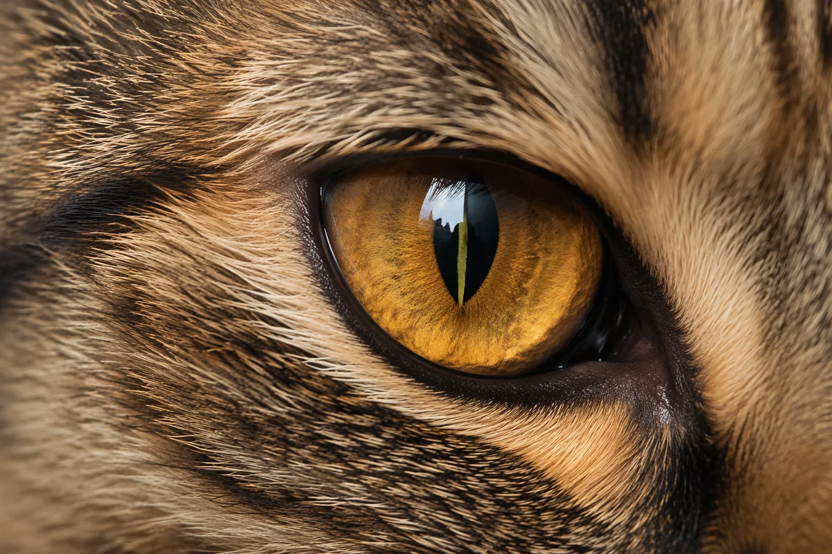 Golden Amber Tabby Cat Eye Close-Up