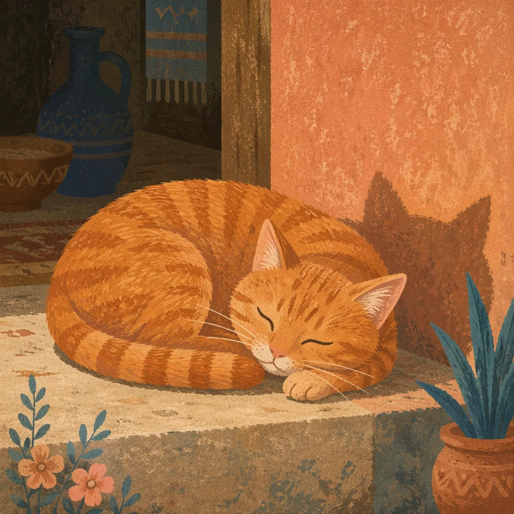 Sleeping Ginger Cat in Warm Sunlight