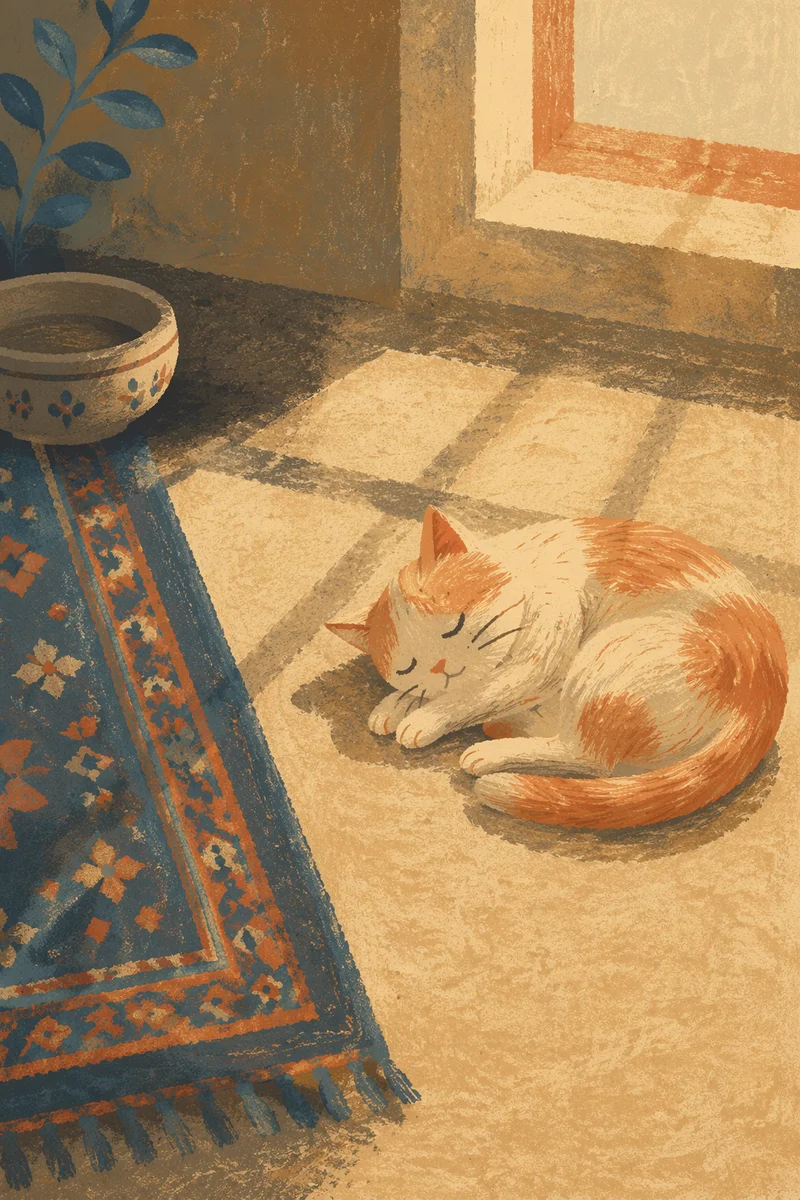 Tabby Cat Sleeping in Warm Sunlight