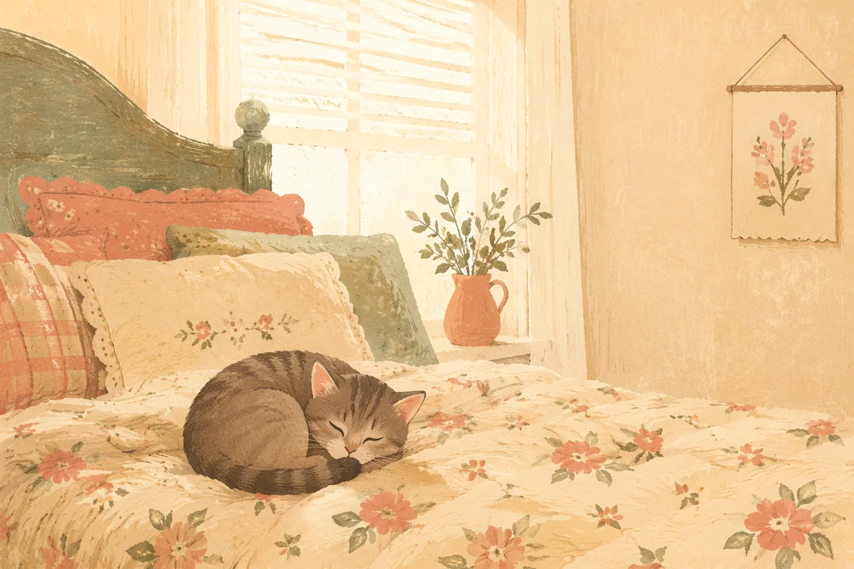 Sleeping Tabby Cat in Morning Sunlight