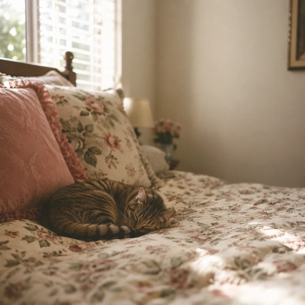 Sleeping Tabby Cat in Morning Sunlight