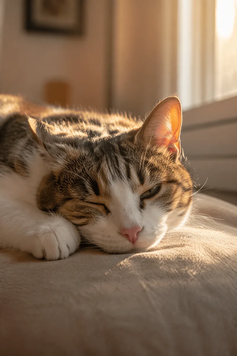 Cozy Sleeping Tabby Cat by Window