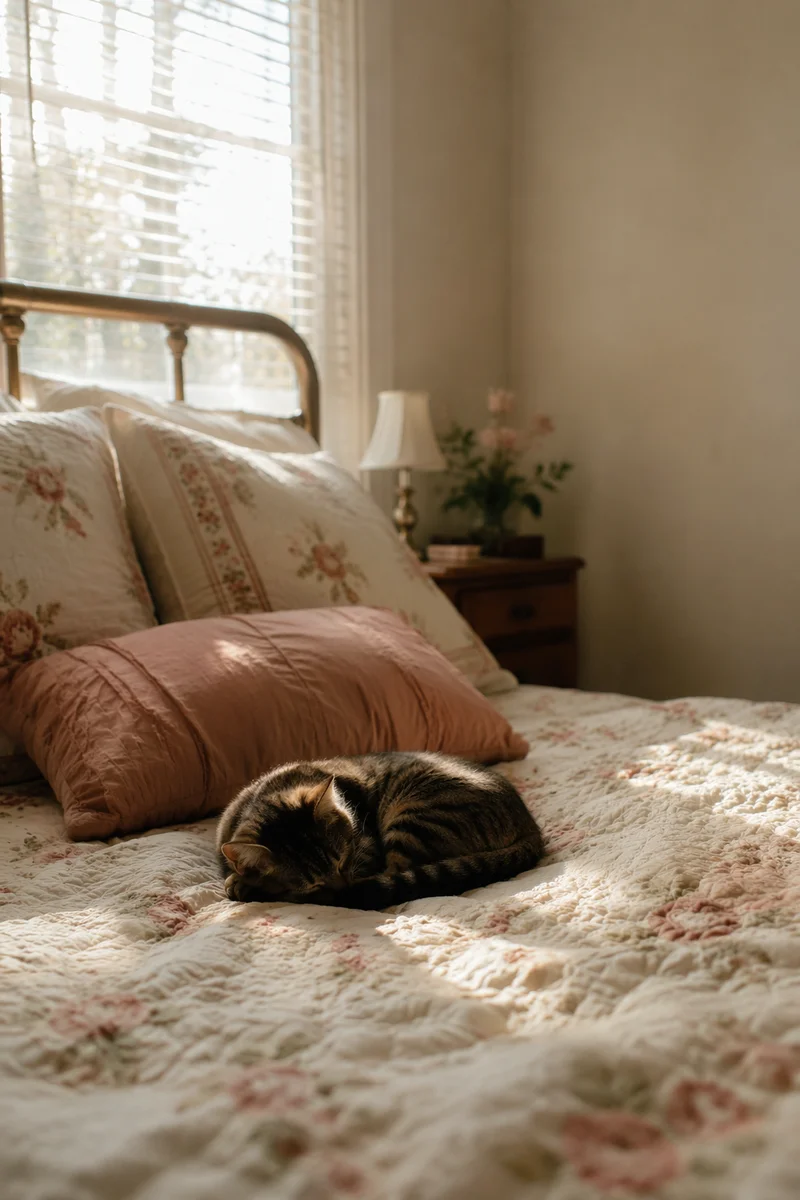 Sleeping Tabby Cat in Morning Sunlight