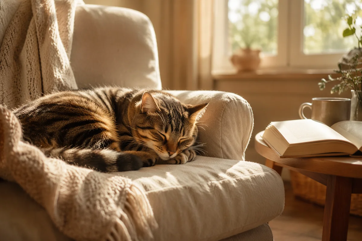 Sleeping Tabby Cat in Warm Sabbath Light
