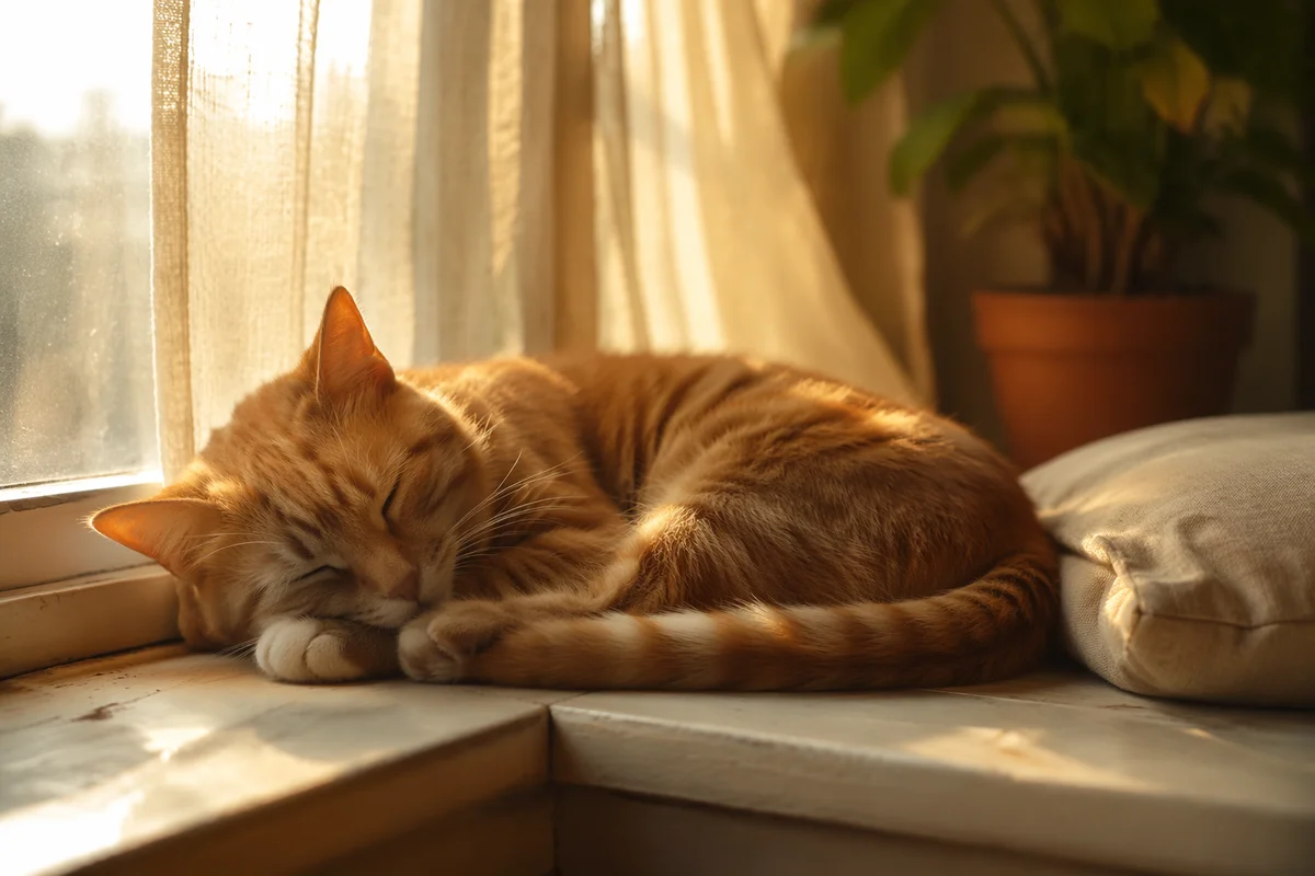 Ginger Tabby Sleeping in Warm Sunlight