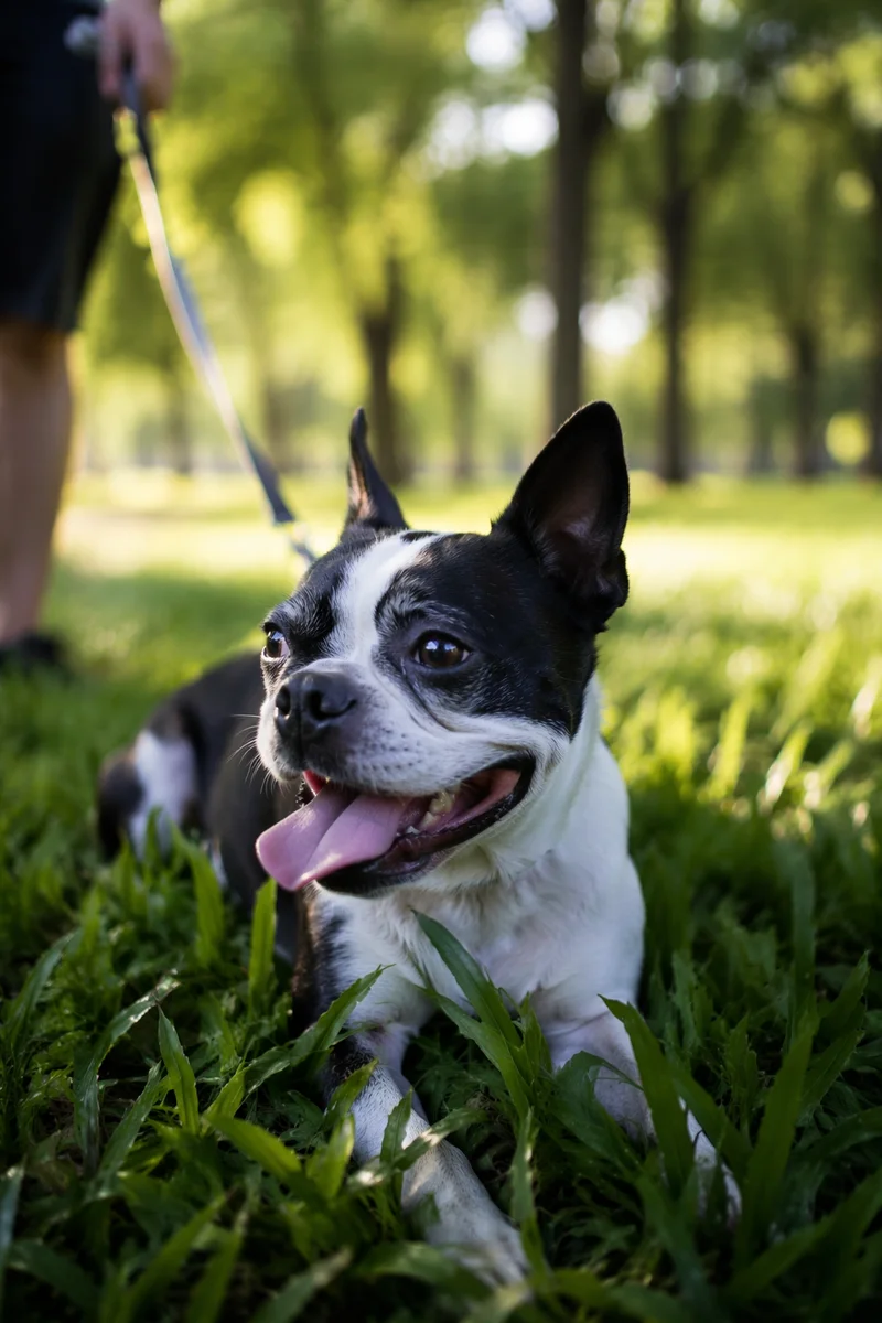 Peaceful Dog Resting After Park Walk