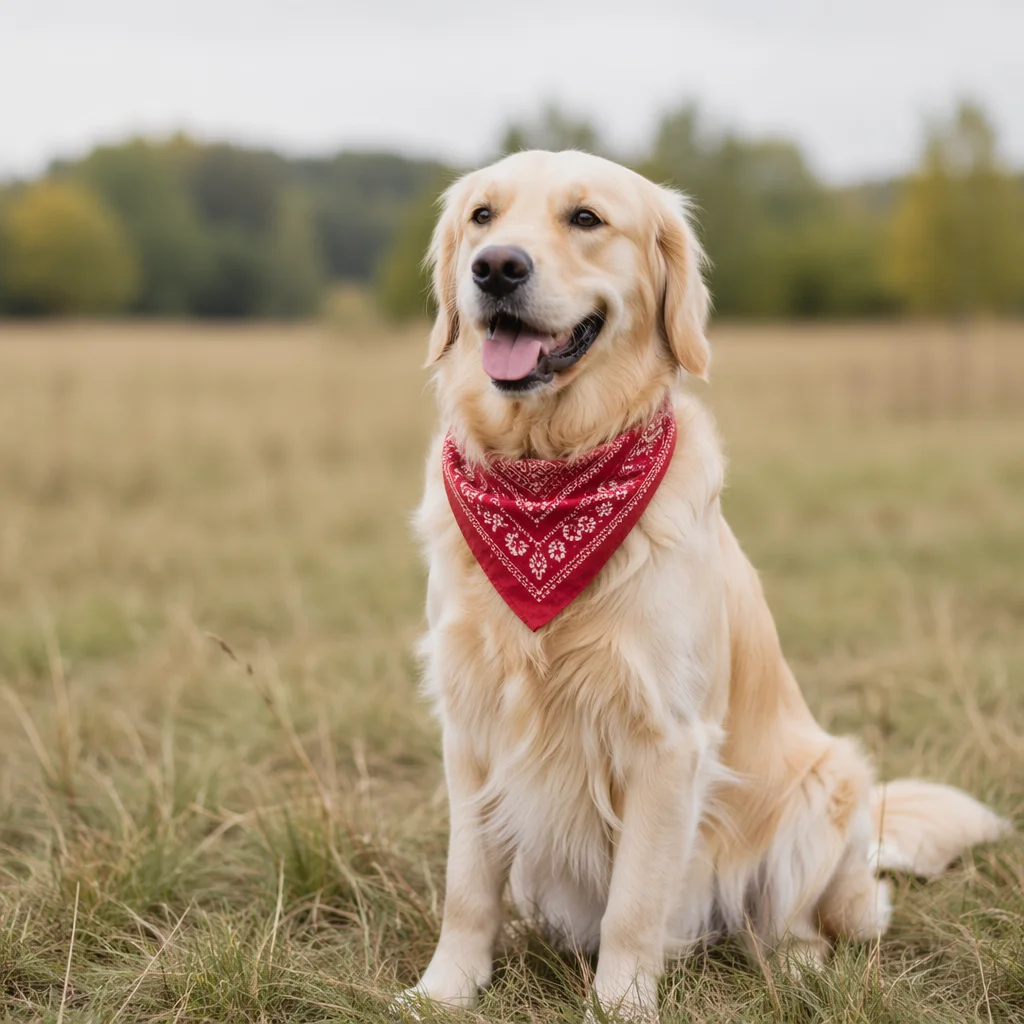 Happy Golden Retriever in Meadow