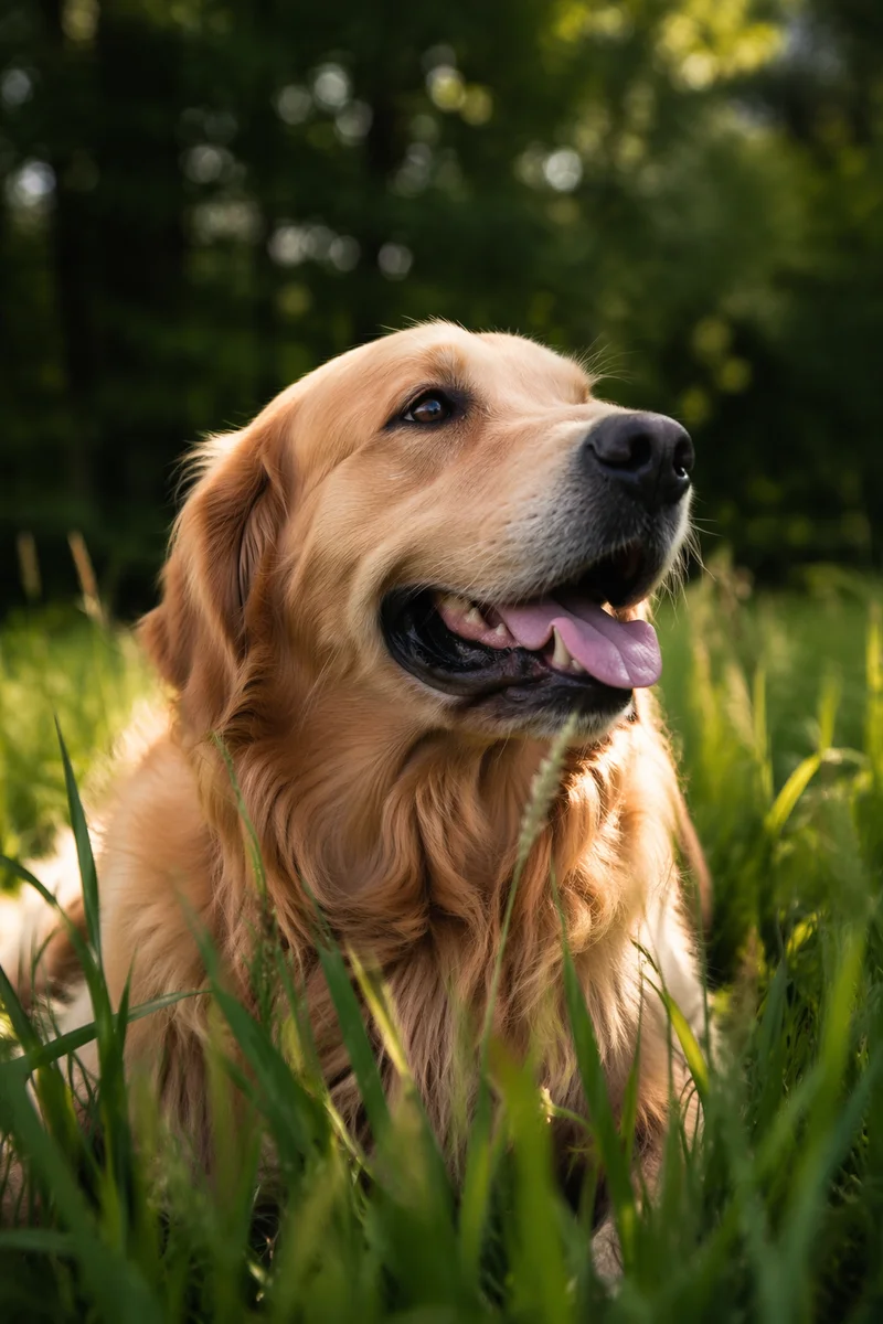 Happy Golden Retriever in Peaceful Meadow