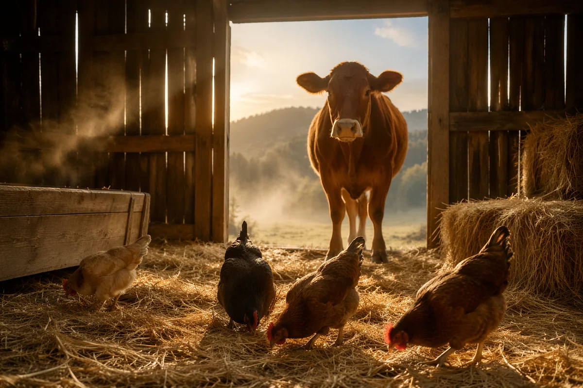 Peaceful Barn Animals at Sunrise