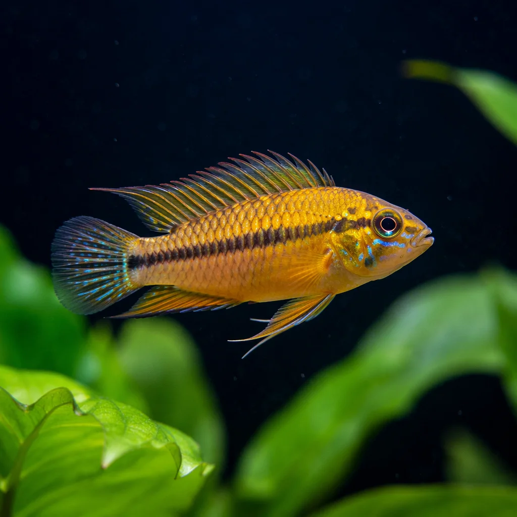 Colorful Tropical Aquarium Fish in Blue Water