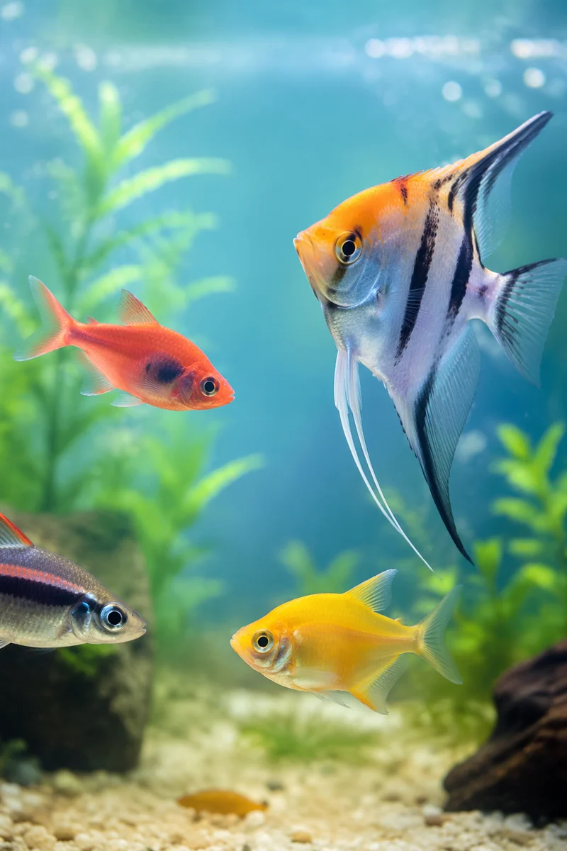 Colorful Tropical Fish in Home Aquarium