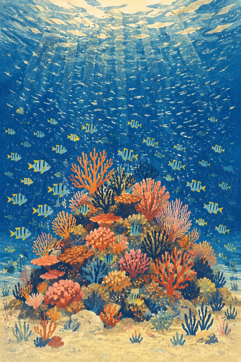 Tropical Reef Fish in Sunlit Blue Water