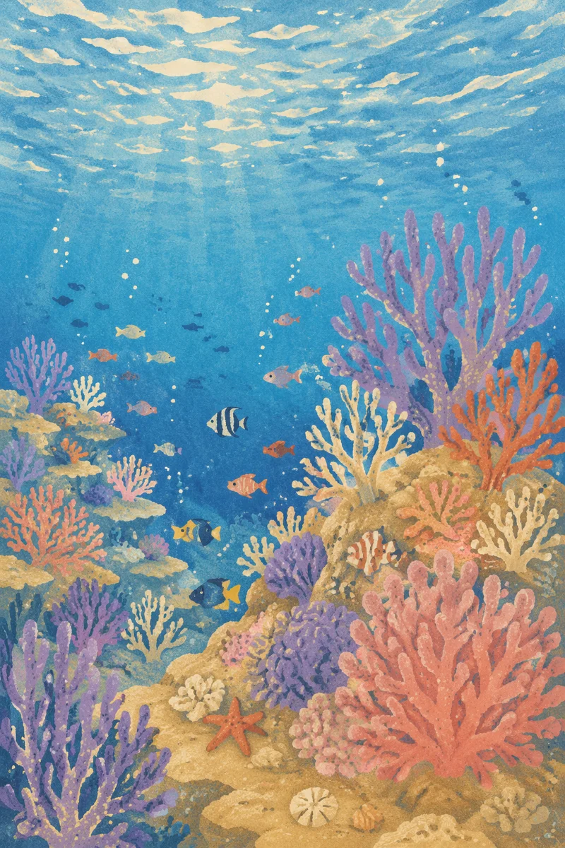 Peaceful Tropical Reef with Colorful Fish